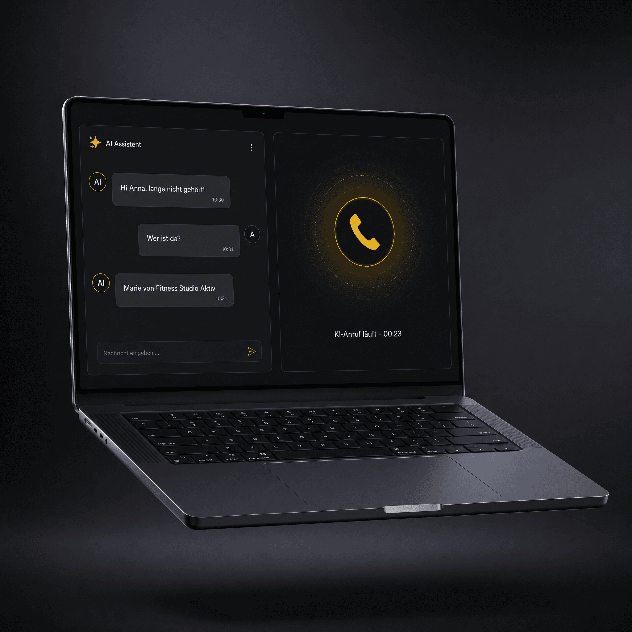 MacBook Pro mit der Live-Demo zum Selbst-Testen auf dunklem Hintergrund